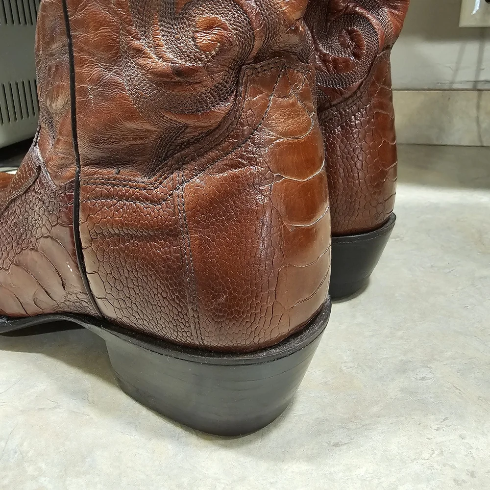 NEW Mens 11 D Dan Post Brown Genuine OSTRICH LEG Square Toe Western Cowboy Boots - Picture 8 of 13